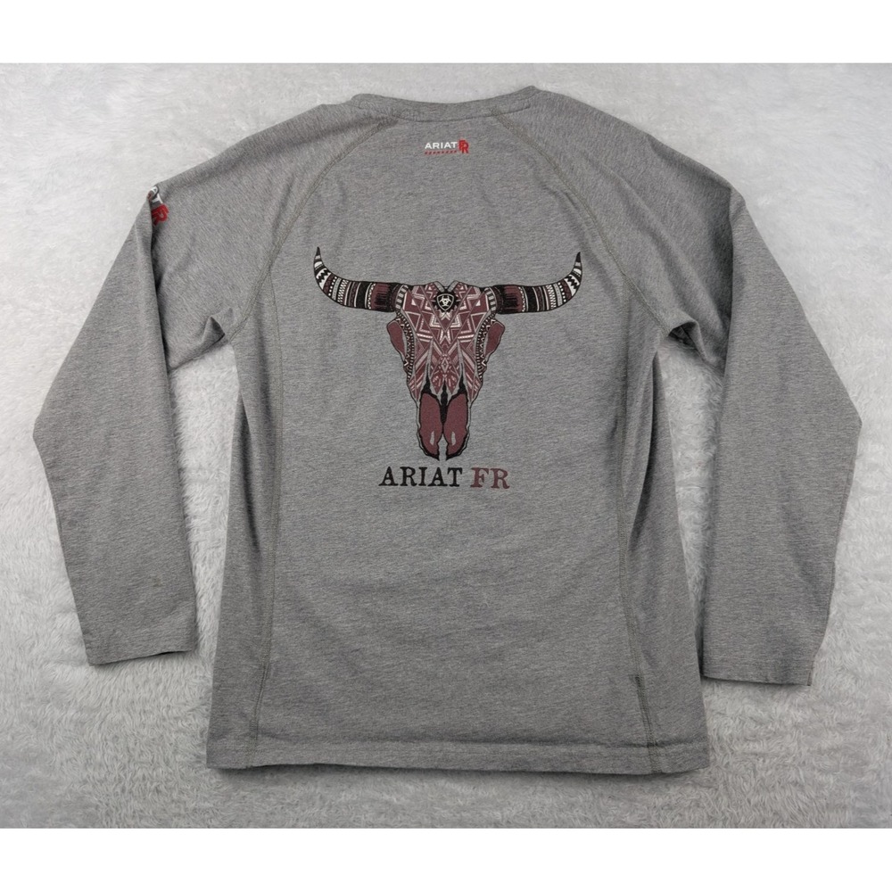 Ariat FR Long Sleeve T-Shirt Women's S Gray Longhorn CAT2 Fire Resistant - Picture 11 of 14